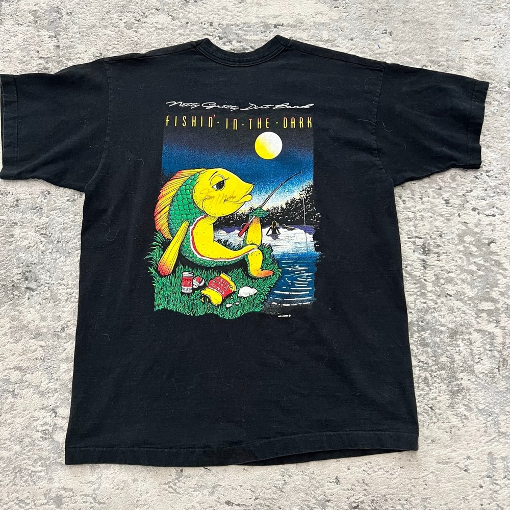VTG Nitty Gritty Dirt Band T Shirt XL Signed Jimmy Ibbotson Black Single Stitch